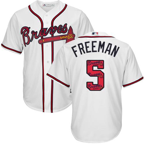 Braves #5 Freddie Freeman White Team Logo Fashion Stitched MLB Jersey